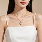 Rose Gold Sunflower Crystal Pendant Necklace for Women
