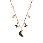 Rose Gold Moon & Star Pendant Necklace for Women