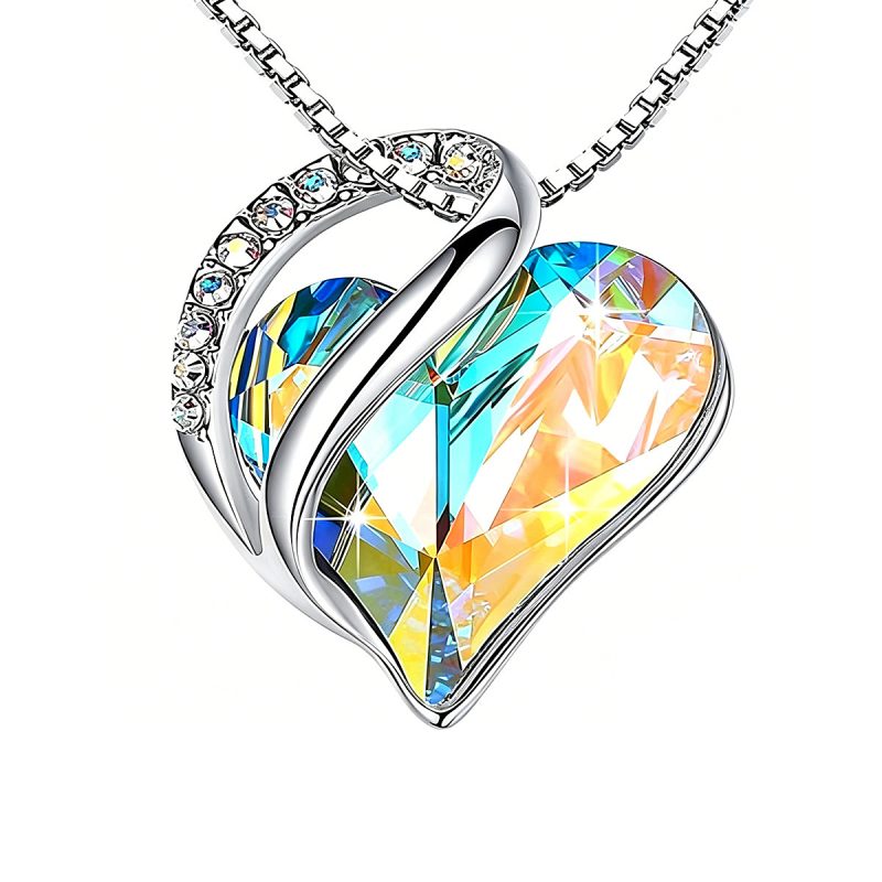 Made in Panda 10-Color Heart Crystal Pendant Necklace