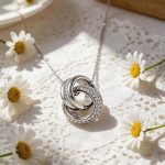 Interlocking Rings Crystal Pendant Necklace for Women