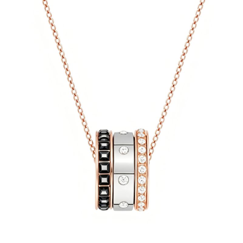 Triple-Tone Barrel Pendant Necklace for Women