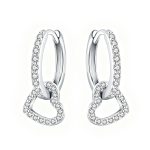 Crystal Heart Silver Hoops