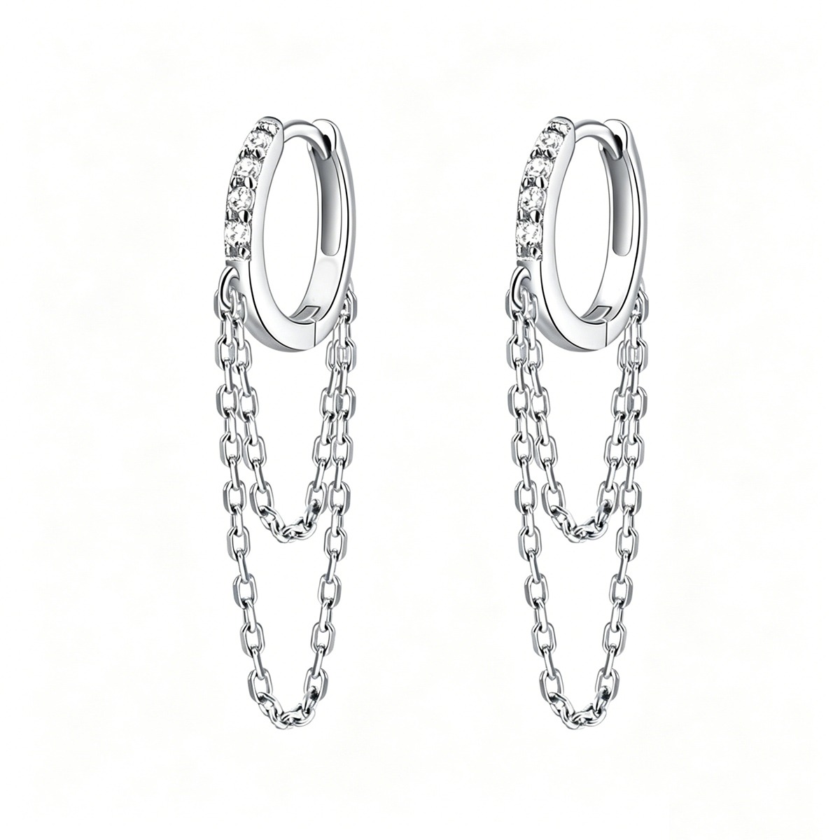 crystal-chain-silver-hoop-earrings-1 Crystal Chain Silver Hoop Earrings