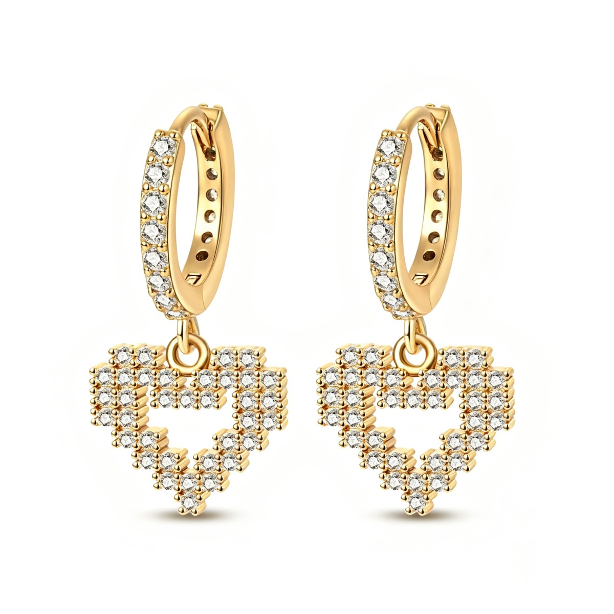 pixel-heart-gold-drop-earrings-1 Pixel Heart Gold Drop Earrings