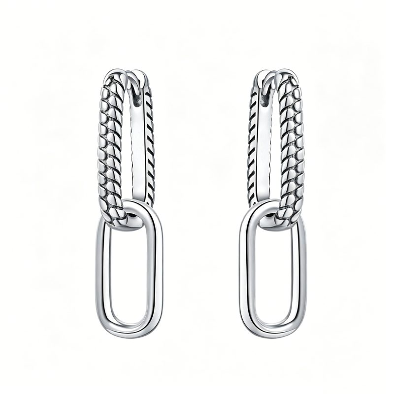 Chain Link Silver Drop Earrings
