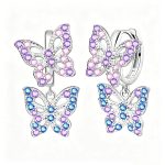 Colorful Double Butterfly Silver Earrings