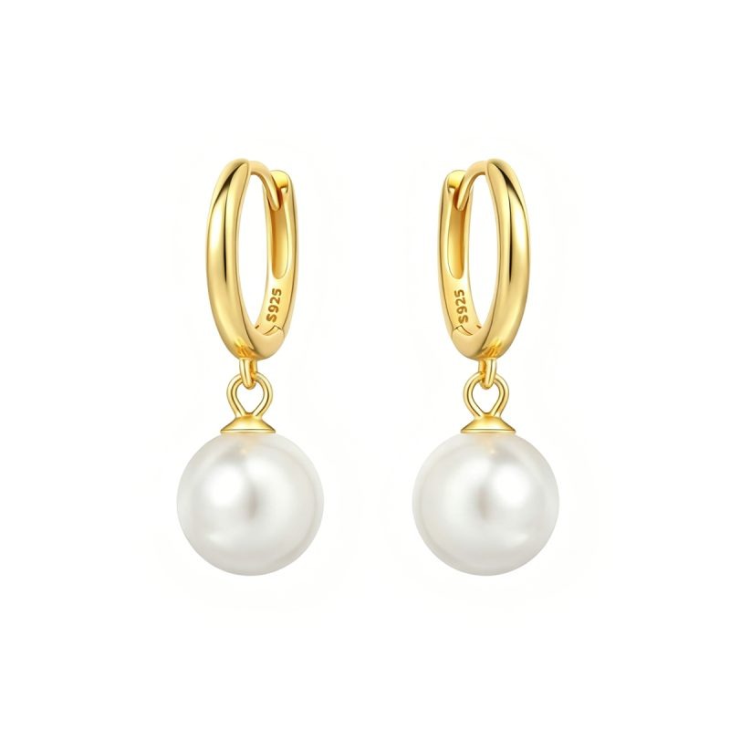 Classic Pearl Drop Earrings, Gold & Silver Plated