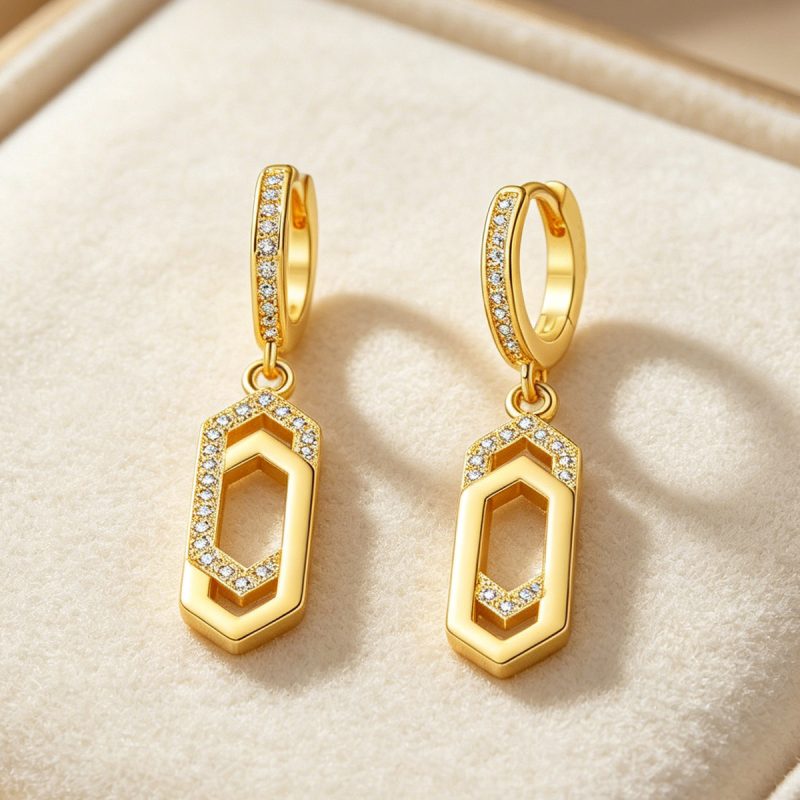 Geometric Crystal Drop Earrings