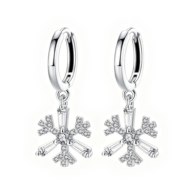 Snowflake Silver Drop Earrings