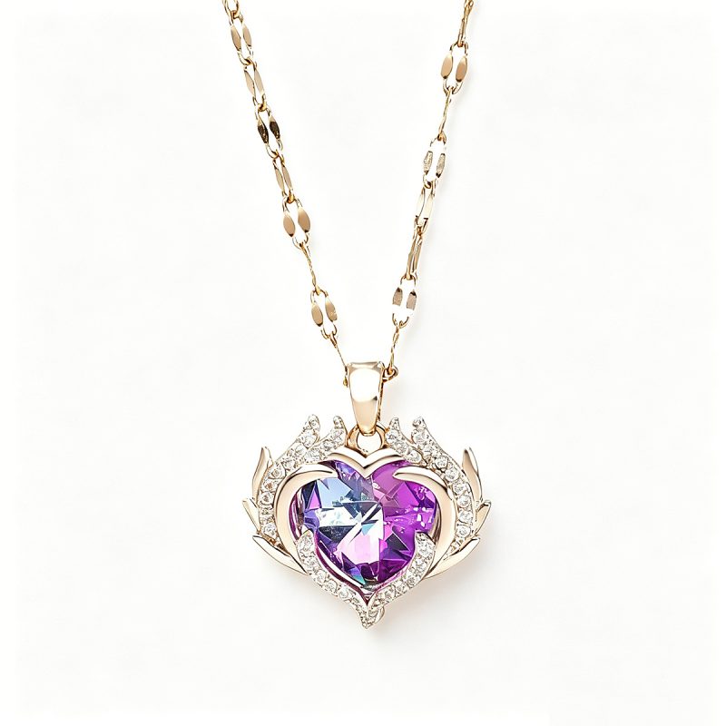 Winged Ocean Heart Pendant Necklace
