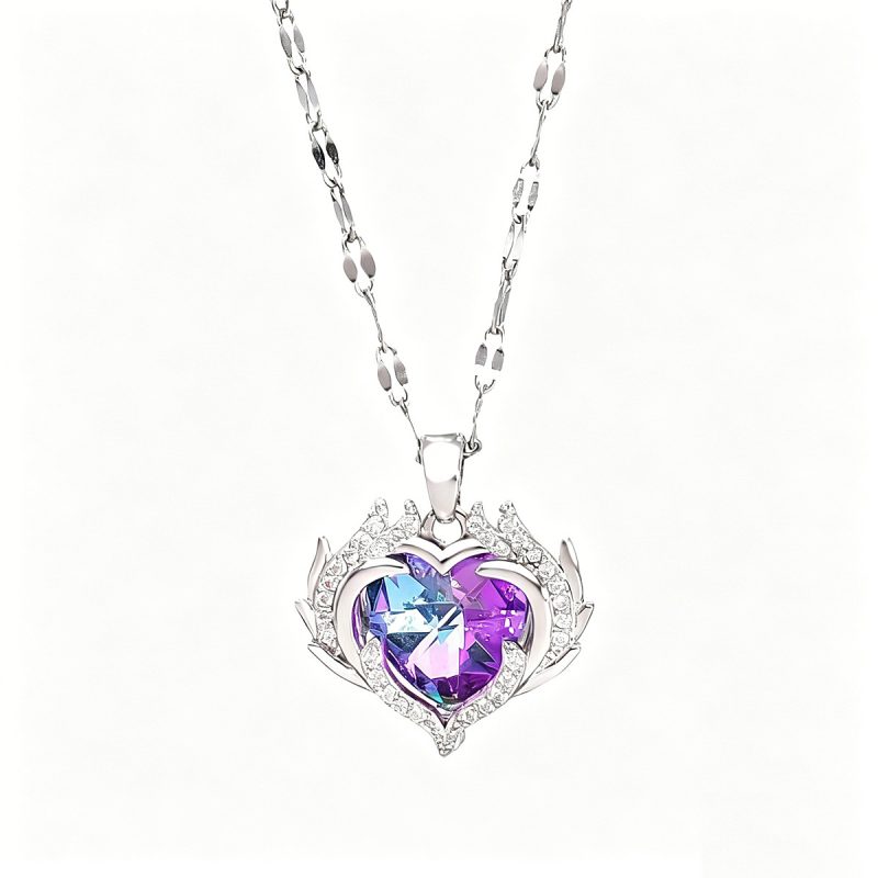 Winged Ocean Heart Pendant Necklace
