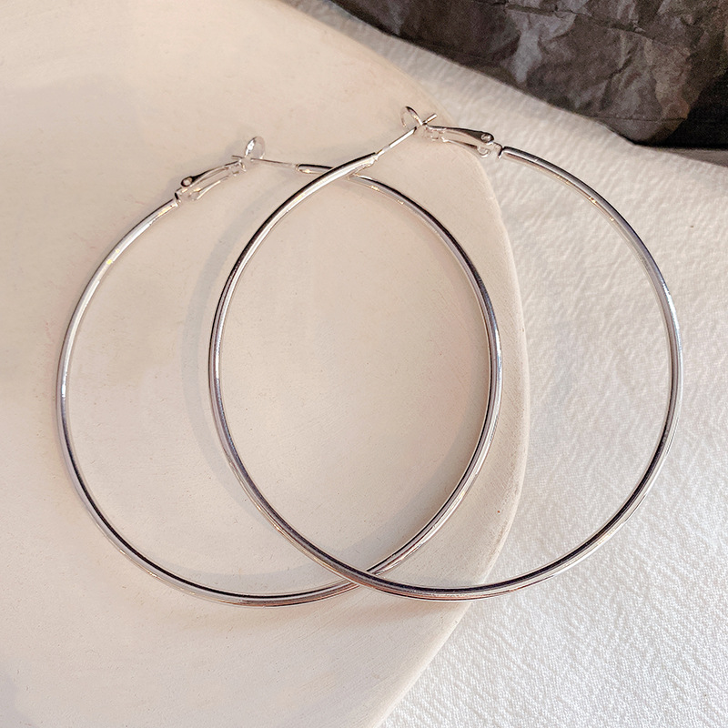 Silver Hoop Earrings 7cm - Image 1 - MadeInPanda