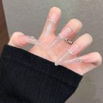 MadeInPanda Clear Nude Cross Chain Stiletto Press On Nails - premium press on nails