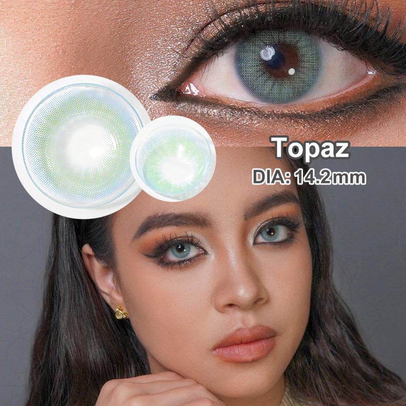 MadeInPanda Natural Grey Colored Contact Lenses - 3-Tone Circle Lenses for Dark Eyes