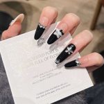 MadeInPanda Black Nude French Tip Panda Press On Nails - premium press on nails