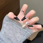 MadeInPanda Nude Black French Tip Press On Nails - premium press on nails
