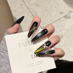 MadeInPanda Black Green Gradient Glitter Press On Nails - premium press on nails