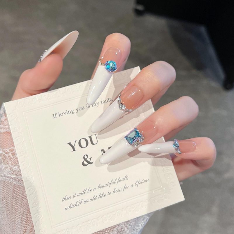 How to apply Nude White French Tip Press On Nails press on nails - glue application guide