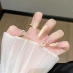 MadeInPanda Nude Base Gold Silk Press On Nails - premium press on nails
