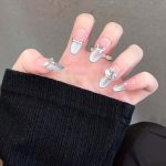 MadeInPanda Nude Silver French Tip Press On Nails - premium press on nails