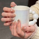 MadeInPanda Nude Cat Eye Silver Press On Nails - premium press on nails