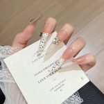 MadeInPanda Nude Polka Dot French Press On Nails - premium press on nails