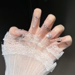 MadeInPanda Clear Nude Silver Rhinestone Press On Nails - premium press on nails