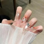 MadeInPanda Red Nude Heart Pattern Press On Nails - premium press on nails
