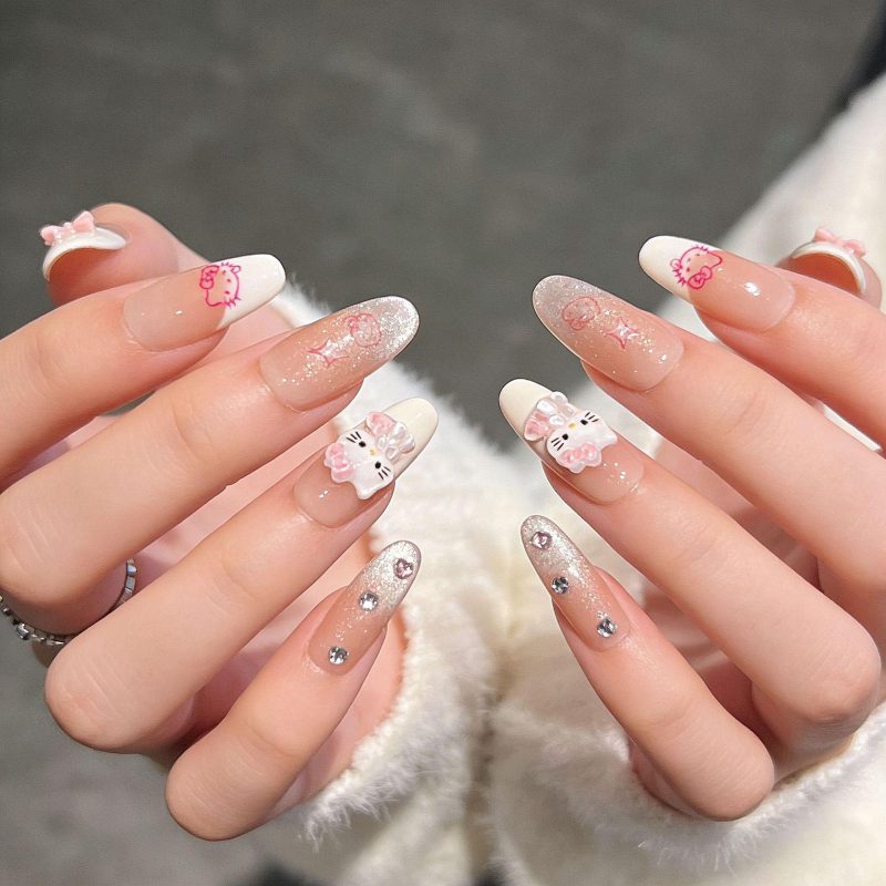 MadeInPanda Nude Pink French Tip Press On Nails - premium press on nails