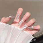 MadeInPanda Nude Pink to Silver Ombre Long Stiletto Press On Nails - premium press on nails