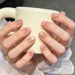 MadeInPanda Nude Pink Short Press On Nails with 3D Pink Bows - premium press on nails