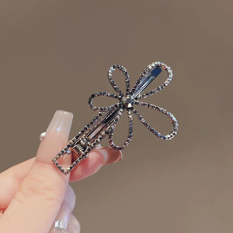 Full Diamond Single Bead Cross Gold Hair Clip - MadeInPanda