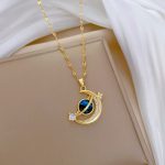 Star Moon Rhinestone Collar Necklace - Rose Gold