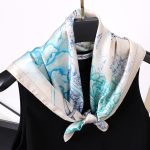 AISu 牡丹花 Silk Square Scarf - 70cm Chiffon Printed Pattern - Summer Fashion Bandana Neck Scarf - 1 Piece - MadeInPanda