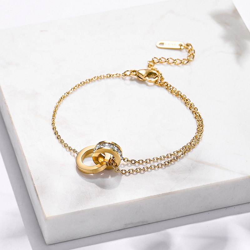 Titanium Steel Bracelet - Double Butterfly Gold 5122 - MadeInPanda