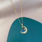 Crystal Star Moon Rhinestone Collar Necklace - Rainbow