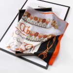 AISu 橘链条 Silk Square Scarf - 70cm Chiffon Printed Pattern - Summer Fashion Bandana Neck Scarf - 1 Piece - MadeInPanda