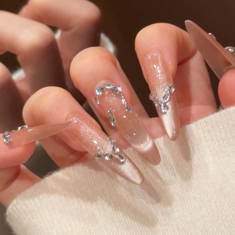 SG606 Rose Gold Glitter Press-On Nails (With Toolkit) - MadeInPanda