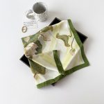 AISu 荷花绿 Silk Square Scarf - 70cm Chiffon Printed Pattern - Summer Fashion Bandana Neck Scarf - 1 Piece - MadeInPanda