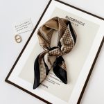 AISu 格子棕 Silk Square Scarf - 70cm Chiffon Printed Pattern - Summer Fashion Bandana Neck Scarf - 1 Piece - MadeInPanda