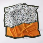 AISu 橘色 Silk Square Scarf - 70cm Chiffon Printed Pattern - Summer Fashion Bandana Neck Scarf - 1 Piece - MadeInPanda