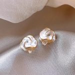 Camellia Flower Earrings - Gold