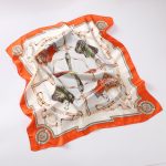 AISu 橘马鞍 Silk Square Scarf - 70cm Chiffon Printed Pattern - Summer Fashion Bandana Neck Scarf - 1 Piece - MadeInPanda