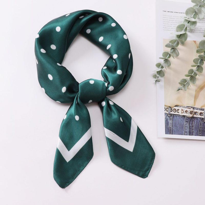 AISu 绿色 Silk Square Scarf - 70cm Chiffon Printed Pattern - Summer Fashion Bandana Neck Scarf - 1 Piece - MadeInPanda