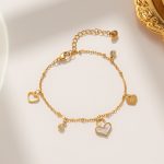 Titanium Steel Bracelet - Euro American Four Flower Double - MadeInPanda