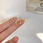 Brushed Metal Heart Earrings - Gold