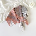 AISu 粉白腰果 Silk Square Scarf - 70cm Chiffon Printed Pattern - Summer Fashion Bandana Neck Scarf - 1 Piece - MadeInPanda
