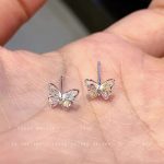 Butterfly Rhinestone Earrings - Silver