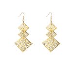 Layered Metal Earrings - E1393-2 Hollow Diamond Gold - MadeInPanda
