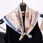AISu 粉格子 Silk Square Scarf - 70cm Chiffon Printed Pattern - Summer Fashion Bandana Neck Scarf - 1 Piece - MadeInPanda